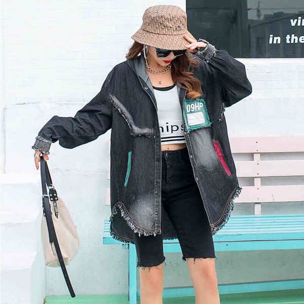 european station tide heavy industry patch printed hip-hop jacket with female hood loose casual student mid-spring length, Black;brown
european station tide heavy industry patch printed hip-hop jacket with female hood loose casual student mid-spring length, Black;brown