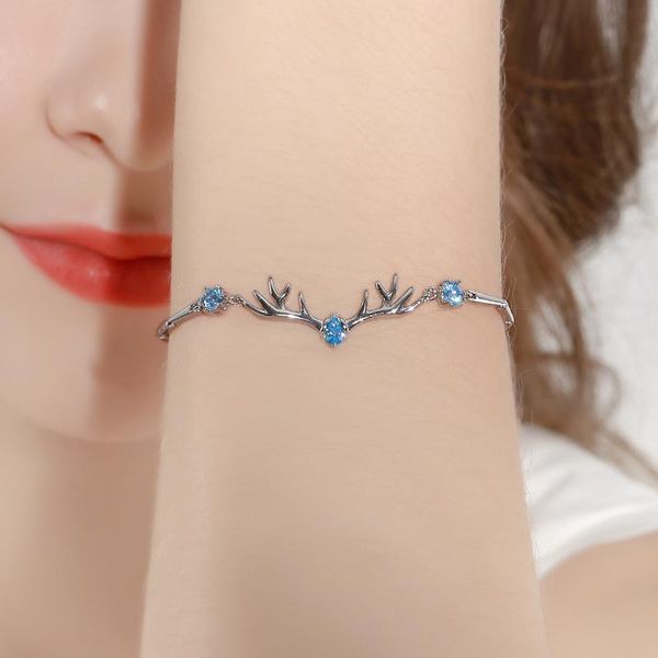 link, chain dara fashion silver jewelry sterling antlers bracelet for women 2021 trendy, Black
link, chain dara fashion silver jewelry sterling antlers bracelet for women 2021 trendy, Black