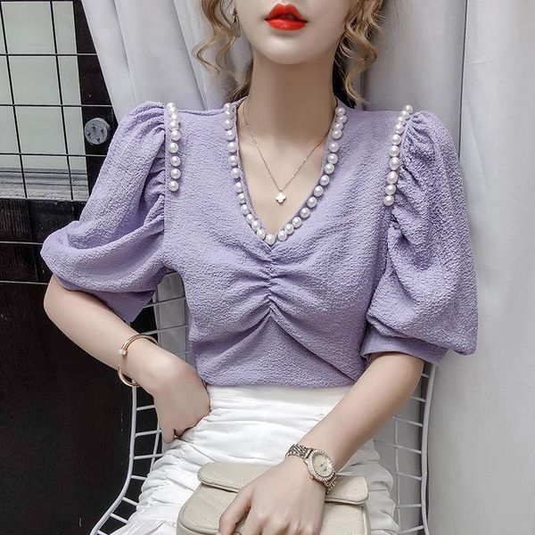 women's blouses & shirts women 2021 summer short sleeve fashion blouse female v-neck shirt office lady casual chic blusa feminina t104, White
women's blouses & shirts women 2021 summer short sleeve fashion blouse female v-neck shirt office lady casual chic blusa feminina t104, White