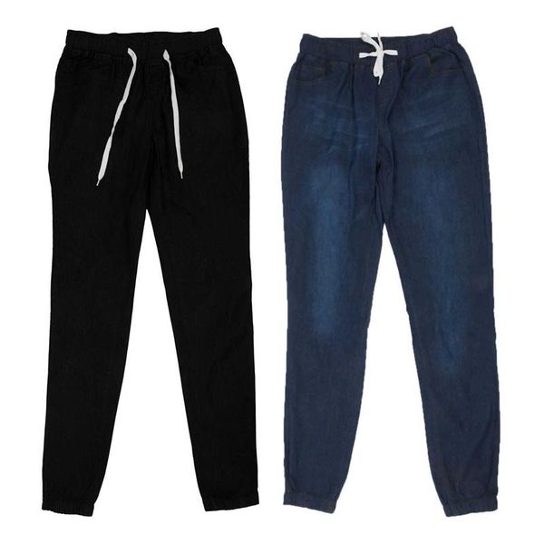 women's jeans 2pcs women casual jogger pants drawstring elastic waisted solid ladies denim slim leggings l - dark blue & bla
women's jeans 2pcs women casual jogger pants drawstring elastic waisted solid ladies denim slim leggings l - dark blue & bla