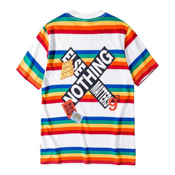 men's t-shirts creative rainbow colorful printed t-shirt letter tee men summer short sleeve cotton cloth couple's dress fashion, White;black
men's t-shirts creative rainbow colorful printed t-shirt letter tee men summer short sleeve cotton cloth couple's dress fashion, White;black