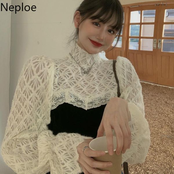 neploe chic women's shirt patchwork lace fake two blouses women turtleneck flare sleeve blouse temperament elegant mujer & shirts, White
neploe chic women's shirt patchwork lace fake two blouses women turtleneck flare sleeve blouse temperament elegant mujer & shirts, White