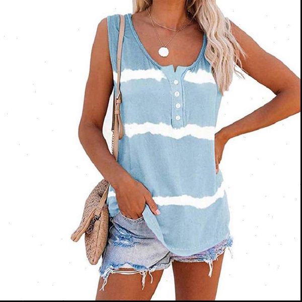 women tanks womens t shirts sleeveless summer tie dye print tank o neck button stripe big size casual shirt, White
women tanks womens t shirts sleeveless summer tie dye print tank o neck button stripe big size casual shirt, White