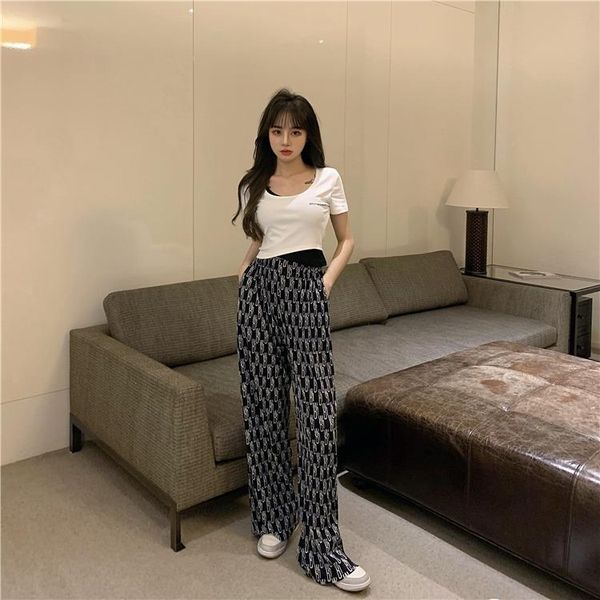 spring and summer women's net red fake two short sleeve t-shirts + design high waist thin wide leg pants t-shirt, White
spring and summer women's net red fake two short sleeve t-shirts + design high waist thin wide leg pants t-shirt, White