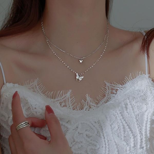 chains double-layer butterfly flashing diamond necklace cute pendant clavicle chain female exquisite jewelry gift wholesale, Silver
chains double-layer butterfly flashing diamond necklace cute pendant clavicle chain female exquisite jewelry gift wholesale, Silver