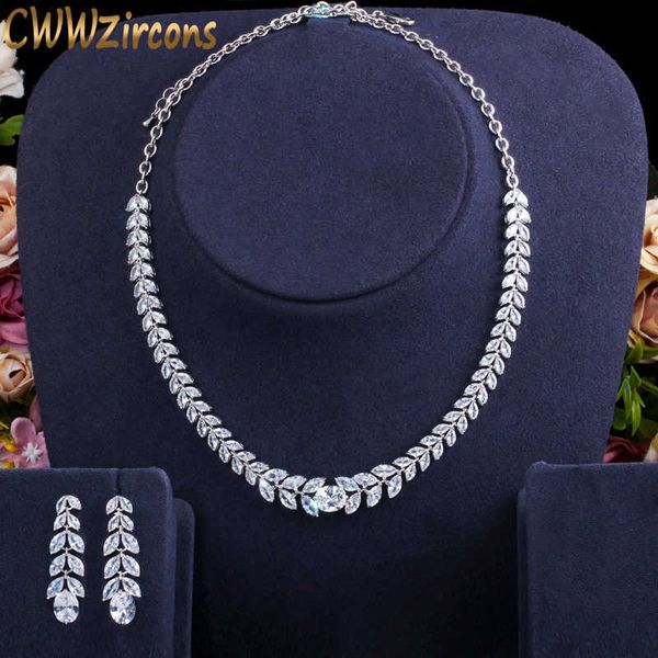 cwwzircons classic leaf drop cubic zircon women dinner party costume jewelry sets elegant bridal wedding necklace earrings t396 h1022, Silver
cwwzircons classic leaf drop cubic zircon women dinner party costume jewelry sets elegant bridal wedding necklace earrings t396 h1022, Silver