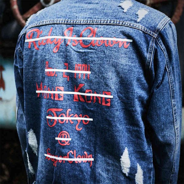 men's jackets jacket original single european and american trend father denim cardigan hole red clothing, Black;brown
men's jackets jacket original single european and american trend father denim cardigan hole red clothing, Black;brown