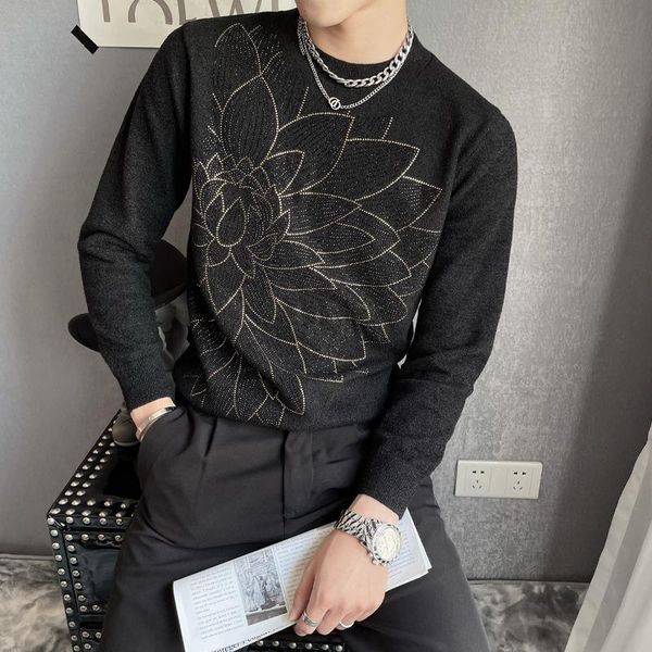 men's sweaters autumn winter rhinestone knitted pullover 2021 vintage casual warm sweater fashion round neck male clothing, White;black
men's sweaters autumn winter rhinestone knitted pullover 2021 vintage casual warm sweater fashion round neck male clothing, White;black