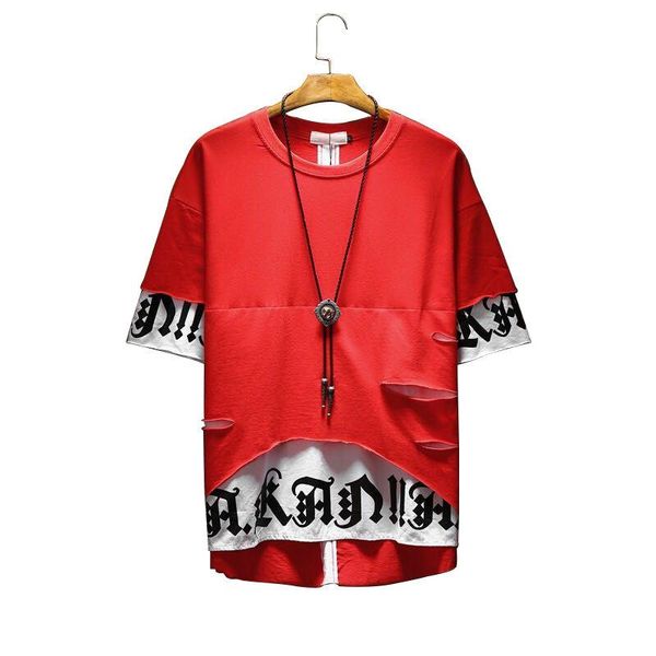 men's t-shirts 2021 cotton summer menswear half sleeve hip hop ripped stitching loose casual letters short t-shirt top, White;black
men's t-shirts 2021 cotton summer menswear half sleeve hip hop ripped stitching loose casual letters short t-shirt top, White;black