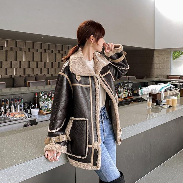 women's fur & faux 2021 real coat winter women genuine sheepskin and leather sheep jacket turn down collar, Black
women's fur & faux 2021 real coat winter women genuine sheepskin and leather sheep jacket turn down collar, Black