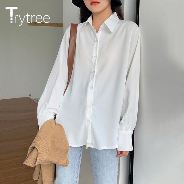 women's blouses & shirts trytree 2021 spring summer women blouse casual turn-down collar solid office lady polyester silky loose for, White
women's blouses & shirts trytree 2021 spring summer women blouse casual turn-down collar solid office lady polyester silky loose for, White
