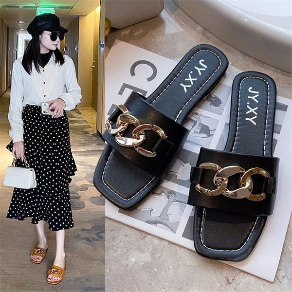 slippers women's shoes 2021 summer net red metal flat-bottom sandals and slippers, outer wear fashionable flat low-heel, Black
slippers women's shoes 2021 summer net red metal flat-bottom sandals and slippers, outer wear fashionable flat low-heel, Black