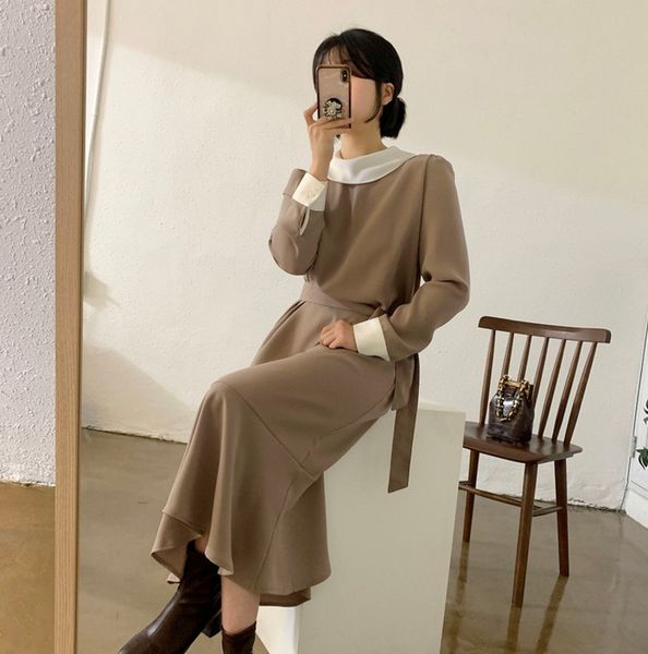 women elegant bowknot dress long sleeves lace-up female spring vintage mermaids patchwork office dress 210514, Black;gray
women elegant bowknot dress long sleeves lace-up female spring vintage mermaids patchwork office dress 210514, Black;gray