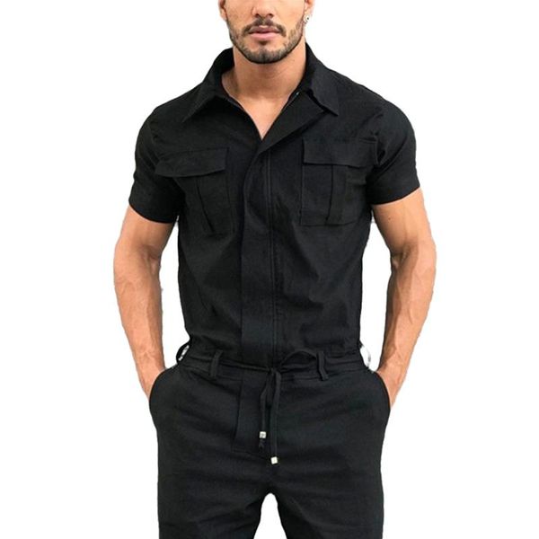 men's pants shzq men short sleeve casual basic work coverall pure color cargo overalls street wear jumpsuit, Black
men's pants shzq men short sleeve casual basic work coverall pure color cargo overalls street wear jumpsuit, Black