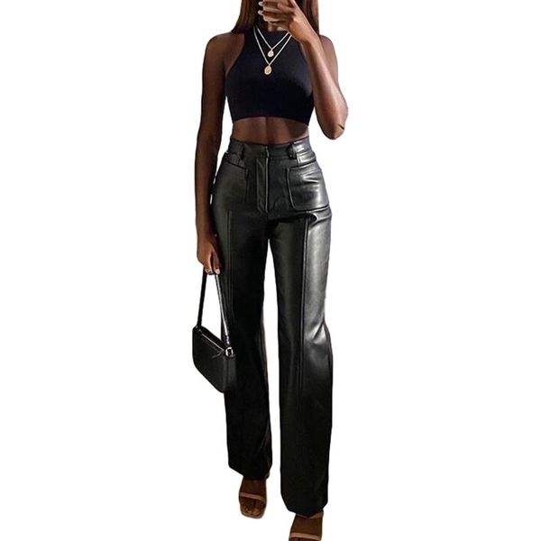women's pants & capris autumn women acute fashion high waist pu leather casual solid color straight leg with pockets black/brown, Black;white
women's pants & capris autumn women acute fashion high waist pu leather casual solid color straight leg with pockets black/brown, Black;white