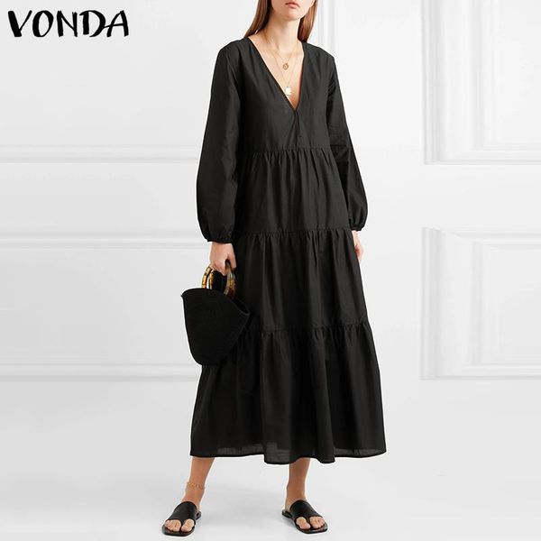 autumn dress vonda 2021 women v neck long sleeve maxi dresses loose elegant robe plus size solid color bohemian vestidos casual, Black;gray
autumn dress vonda 2021 women v neck long sleeve maxi dresses loose elegant robe plus size solid color bohemian vestidos casual, Black;gray