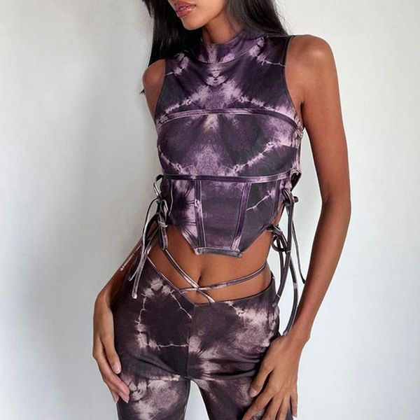 women's t-shirt backless sleeveless tie-dye irregular lace up summer women fashion club outfit, White
women's t-shirt backless sleeveless tie-dye irregular lace up summer women fashion club outfit, White
