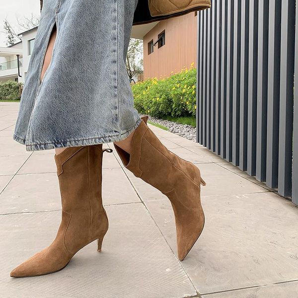 boots pointed toe high heels women mid-calf 2021 autumn black cow suede leather shoes woman party basic
boots pointed toe high heels women mid-calf 2021 autumn black cow suede leather shoes woman party basic