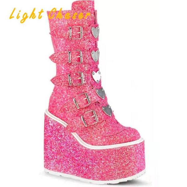 boots 2021 winter large size wedge heel belt buckle leather women's autumn fashion sequined metal platform ladies, Black
boots 2021 winter large size wedge heel belt buckle leather women's autumn fashion sequined metal platform ladies, Black