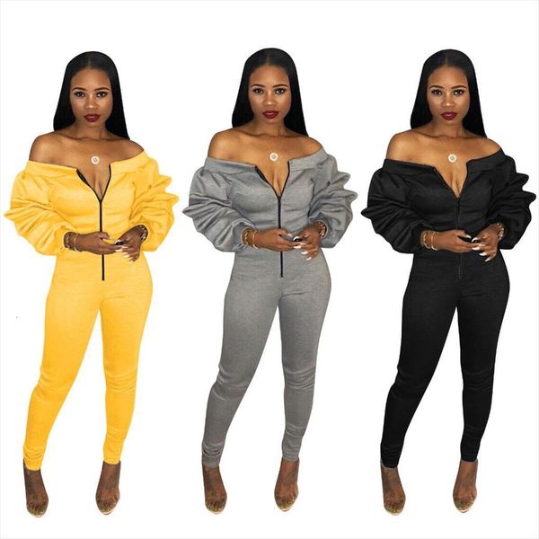 slash neck thick women romper front zipper off shoulder long puff sleeve fashion overalls, Black;white
slash neck thick women romper front zipper off shoulder long puff sleeve fashion overalls, Black;white