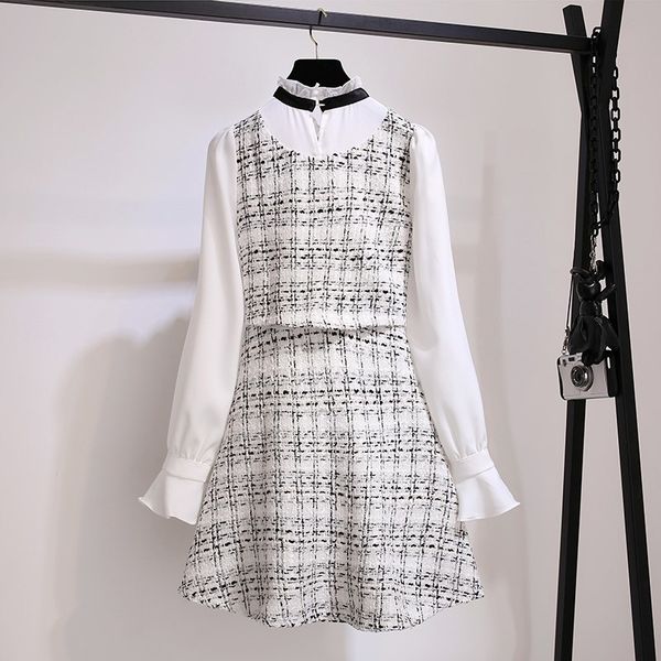 casual dresses spring vintage tweed sweet bow tie up flare sleeve patchwork fake two pieces plaid vestidos 2szy, Black;gray
casual dresses spring vintage tweed sweet bow tie up flare sleeve patchwork fake two pieces plaid vestidos 2szy, Black;gray