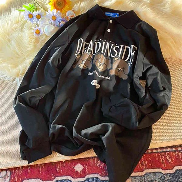 women hoodie vintage bear print sweatshirts loose harajuku long sleeve hoodies oversized polo shirt hip hop streetwear, Black
women hoodie vintage bear print sweatshirts loose harajuku long sleeve hoodies oversized polo shirt hip hop streetwear, Black