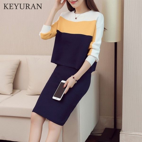 fashion women kintting +skirts suits two pieces set new slim patchwork knitted sweater skirt set women clothing autumn 210407, White
fashion women kintting +skirts suits two pieces set new slim patchwork knitted sweater skirt set women clothing autumn 210407, White
