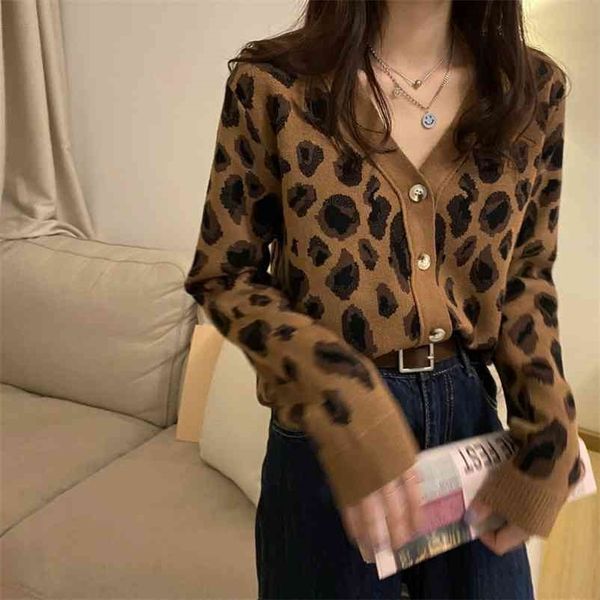 short leopard print sweater cardigan jacket knitwear spring and autumn all-match outer wear long sleeve base 210525, White
short leopard print sweater cardigan jacket knitwear spring and autumn all-match outer wear long sleeve base 210525, White