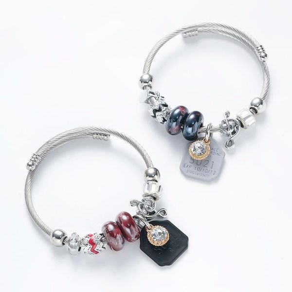 bangle girl fashion punk femme trendy silver charm bracelets & bangles with crystal bead note women jewelry, Black
bangle girl fashion punk femme trendy silver charm bracelets & bangles with crystal bead note women jewelry, Black