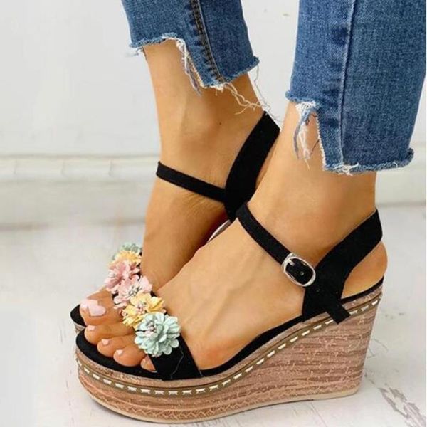 high heels casual sweet flowers comfortable platform summer sandals women wedges shoes female, Black
high heels casual sweet flowers comfortable platform summer sandals women wedges shoes female, Black