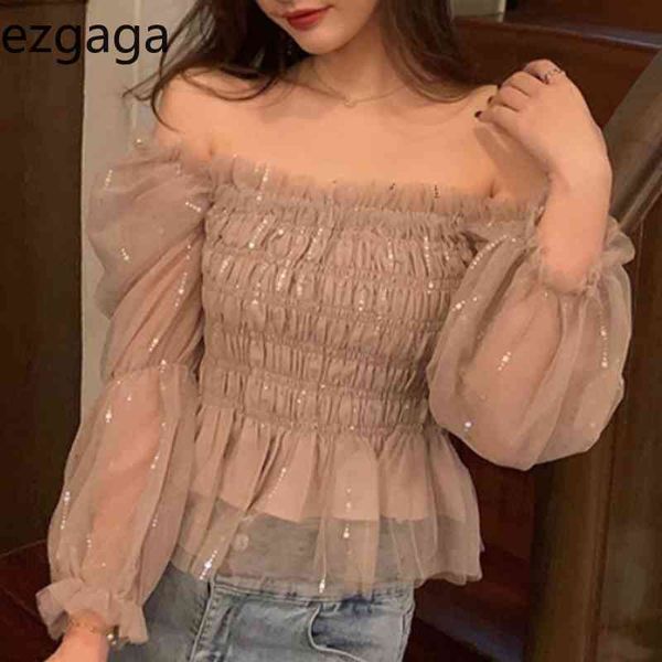 ezgaga blouse women slash neck puff sleeve chiffon spring fashion ruched clubwear korean crop elegant shirts 210430, White
ezgaga blouse women slash neck puff sleeve chiffon spring fashion ruched clubwear korean crop elegant shirts 210430, White