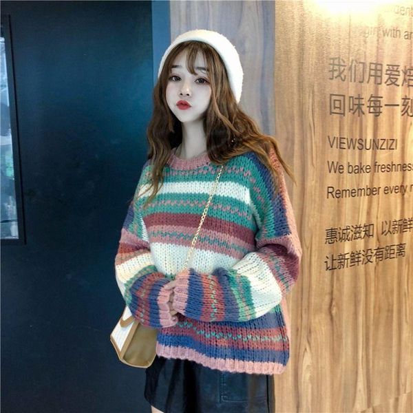 women's sweaters round neck sweater women 2021 autumn and winter fashion hedging striped color matching knitted all-match casual, White;black
women's sweaters round neck sweater women 2021 autumn and winter fashion hedging striped color matching knitted all-match casual, White;black