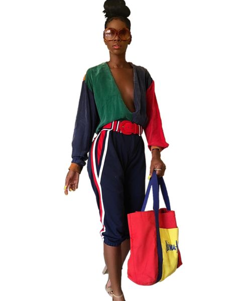 contrast colors women jumpsuits deep v neck long sleeves loose sports casual pants ankle length autumn rompers, Black;white
contrast colors women jumpsuits deep v neck long sleeves loose sports casual pants ankle length autumn rompers, Black;white