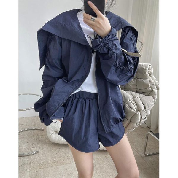 women's jackets summer europe style casual thin coat navy collar shirring chic sport jacket outerwear, Black;brown
women's jackets summer europe style casual thin coat navy collar shirring chic sport jacket outerwear, Black;brown