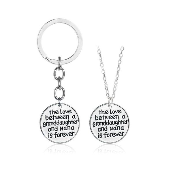 pendant necklaces the love between granddaughter and nana hand carved necklace keychains set fashion jewelry, Silver
pendant necklaces the love between granddaughter and nana hand carved necklace keychains set fashion jewelry, Silver