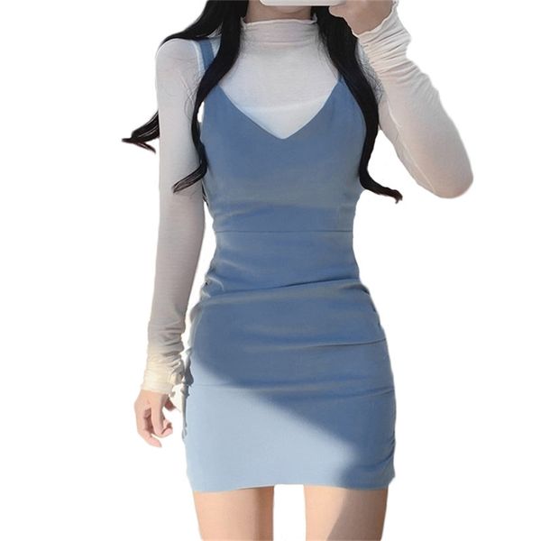 long sleeved dress for women spring summer fashion two-piece suit round neck slim suspender dresses female lr1115 210531, Black;gray
long sleeved dress for women spring summer fashion two-piece suit round neck slim suspender dresses female lr1115 210531, Black;gray