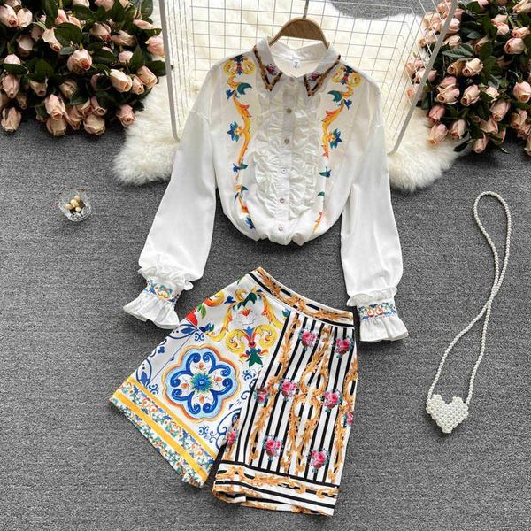 women's tracksuits deat 2021 summer fashion casual printed long sleeve shirt versatile high waist wide shorts two-piece suit women sk33, Gray
women's tracksuits deat 2021 summer fashion casual printed long sleeve shirt versatile high waist wide shorts two-piece suit women sk33, Gray