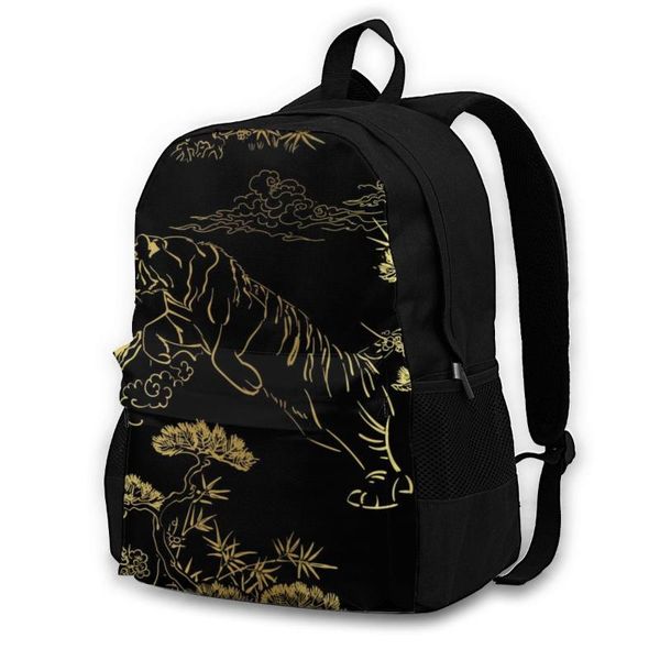 backpack lapwomen canvas school teenagers casual travel japanese gold tiger bags