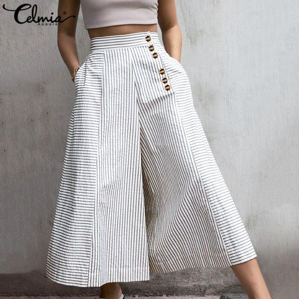 celmia fashion striped trousers women's wide leg pants autumn high waist pocket casual office pantalon plus size elegant palazzo & capr, Black;white
celmia fashion striped trousers women's wide leg pants autumn high waist pocket casual office pantalon plus size elegant palazzo & capr, Black;white