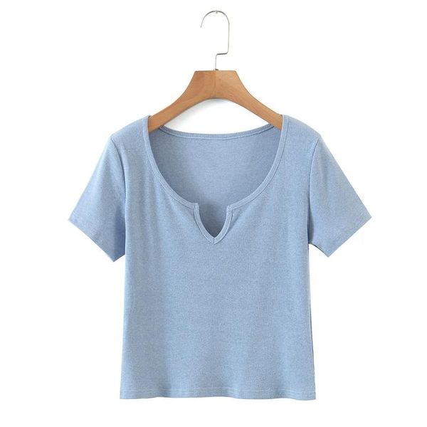 women's t-shirt casual lady short sleeve knit v neck hollow out crop tees women summer solid color shirts xz2665, White
women's t-shirt casual lady short sleeve knit v neck hollow out crop tees women summer solid color shirts xz2665, White
