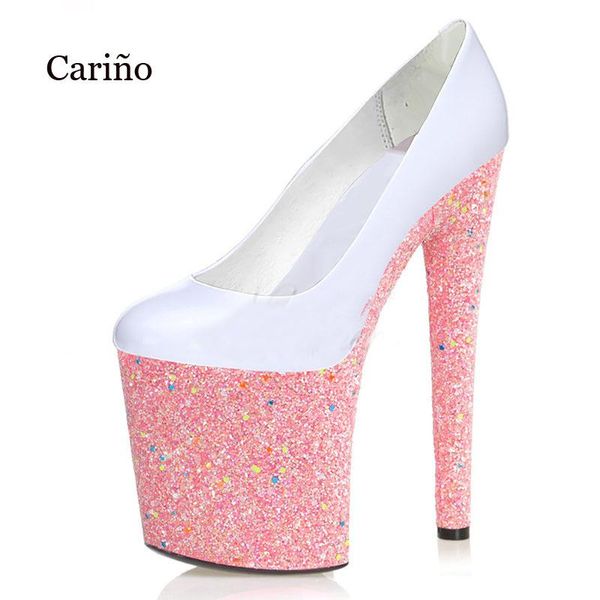 dress shoes 20cm models party women's super high heel thick platform glitter shallow round toe stilettos lady work size 35-44, Black
dress shoes 20cm models party women's super high heel thick platform glitter shallow round toe stilettos lady work size 35-44, Black