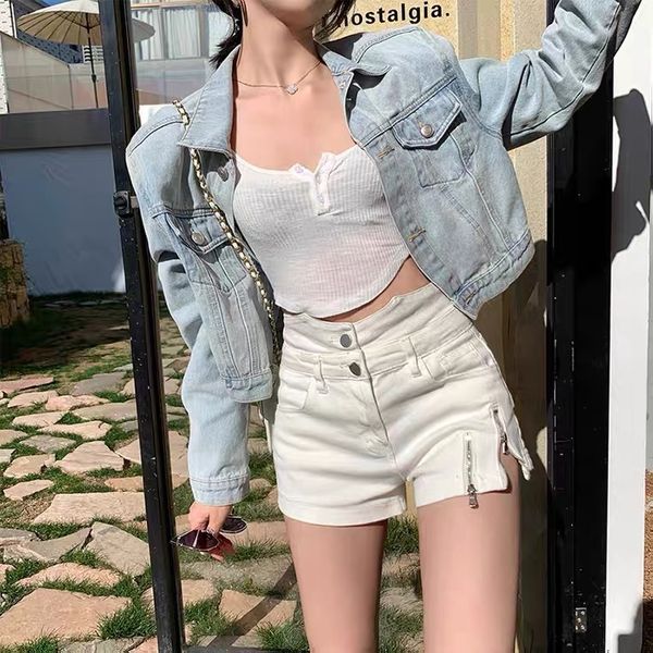 denim et women's spring and autumn 2021 korean version thin style light color ins fashion short fried street versatile bf, White
denim et women's spring and autumn 2021 korean version thin style light color ins fashion short fried street versatile bf, White