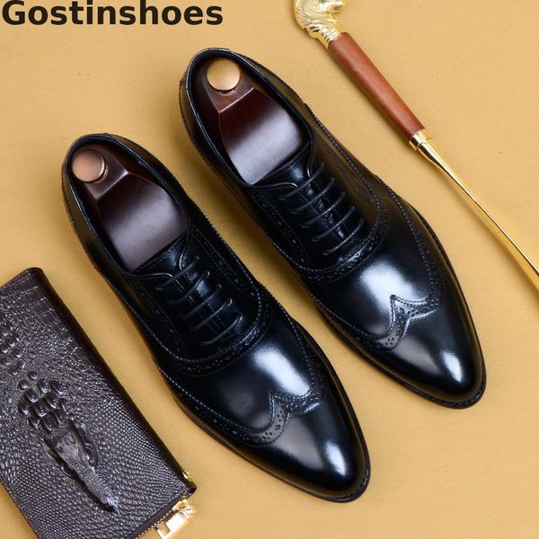 dress shoes men genuine cow leather black brown brogues oxfords lace-up pointed toe wing tip formal
dress shoes men genuine cow leather black brown brogues oxfords lace-up pointed toe wing tip formal