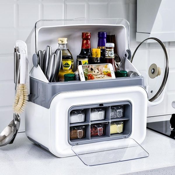 storage bottles & jars kitchen supplies household seasoning box multifunctional shelf knife holder pot cover plastic container
storage bottles & jars kitchen supplies household seasoning box multifunctional shelf knife holder pot cover plastic container
