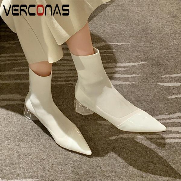 boots verconas concise women ankle genuine leather crystal heels shoes woman autumn winter pointed toe knitting stretch, Black
boots verconas concise women ankle genuine leather crystal heels shoes woman autumn winter pointed toe knitting stretch, Black