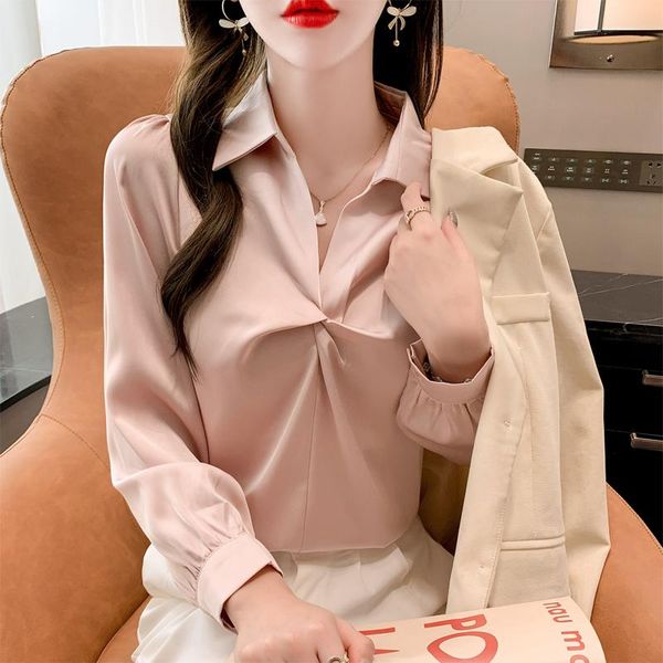women's blouses & shirts blouse women winter autumn 2021 office lady korea style long sleeve solid straight pink blue blusas womens an, White
women's blouses & shirts blouse women winter autumn 2021 office lady korea style long sleeve solid straight pink blue blusas womens an, White