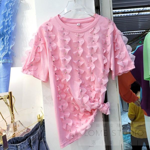 women's t-shirt exquisite rhinestone lotus leaf petal loose short sleeve t shirt fashion girls ladies tees 2021 summer, White
women's t-shirt exquisite rhinestone lotus leaf petal loose short sleeve t shirt fashion girls ladies tees 2021 summer, White