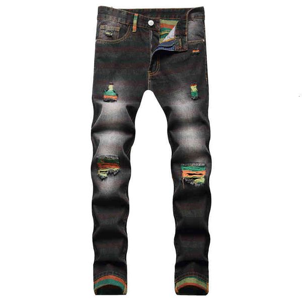 men's high street style large elastic casual black worn medium waist denim pants, Blue
men's high street style large elastic casual black worn medium waist denim pants, Blue