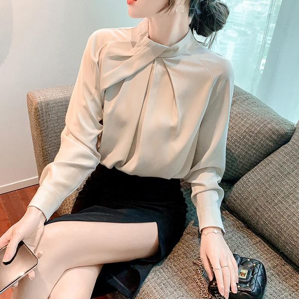 women's blouses & shirts elegant fashion satin chiffon shirt solid long-sleeved women blouse korean ol roupas feminina, White
women's blouses & shirts elegant fashion satin chiffon shirt solid long-sleeved women blouse korean ol roupas feminina, White