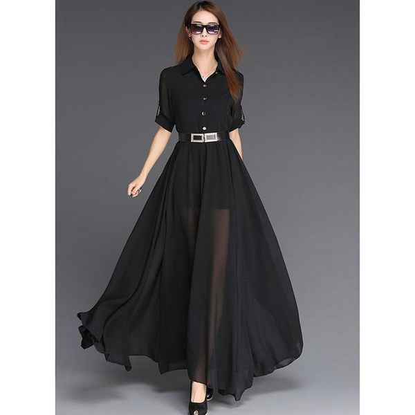 casual dresses summer women bohemian dress chiffon long pure color thin big swing black white, Black;gray
casual dresses summer women bohemian dress chiffon long pure color thin big swing black white, Black;gray